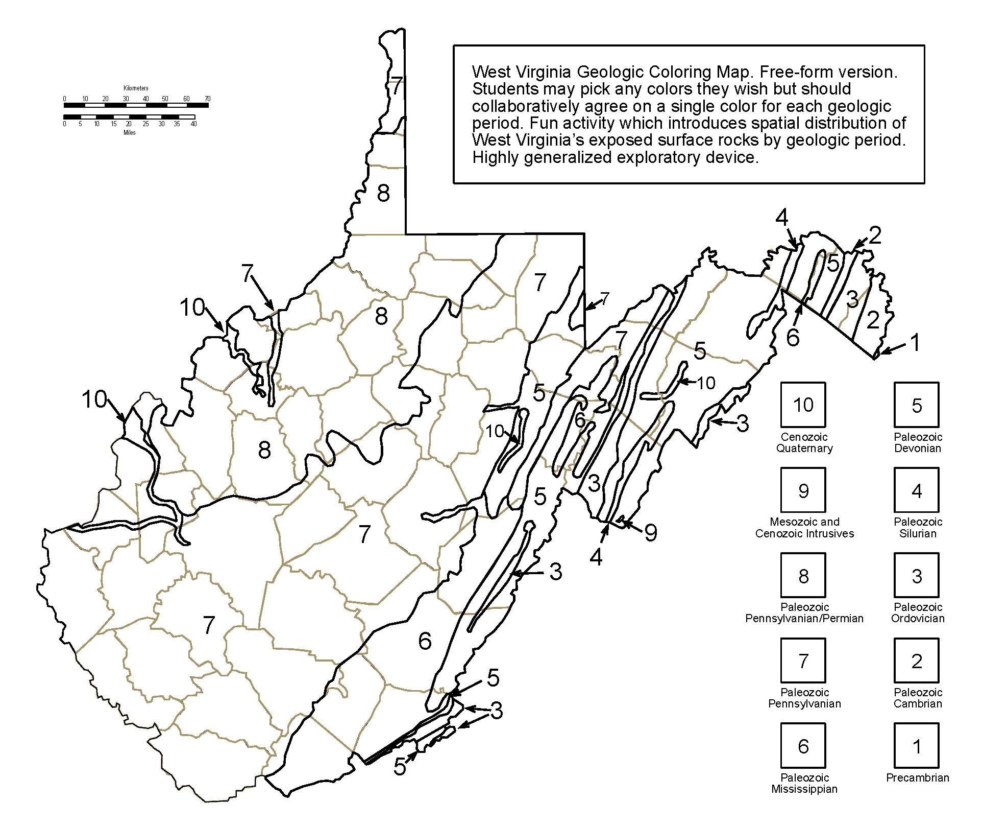 Color by Number WV Geo Map